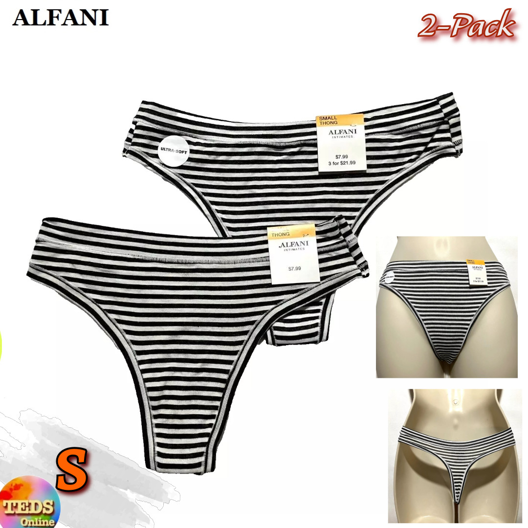 NWT 2-Pack Alfani Woman’s S Ultra Soft Mix and Match Underwear Grey Stripe