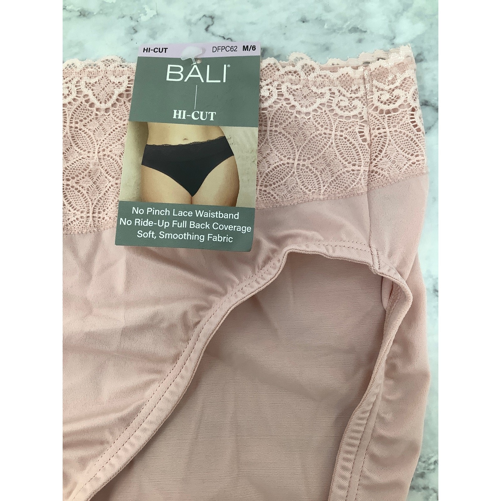Bali Women’s Medium Passion For Comfort Sheer Pale Pink Hi-Cut Panty G20-5