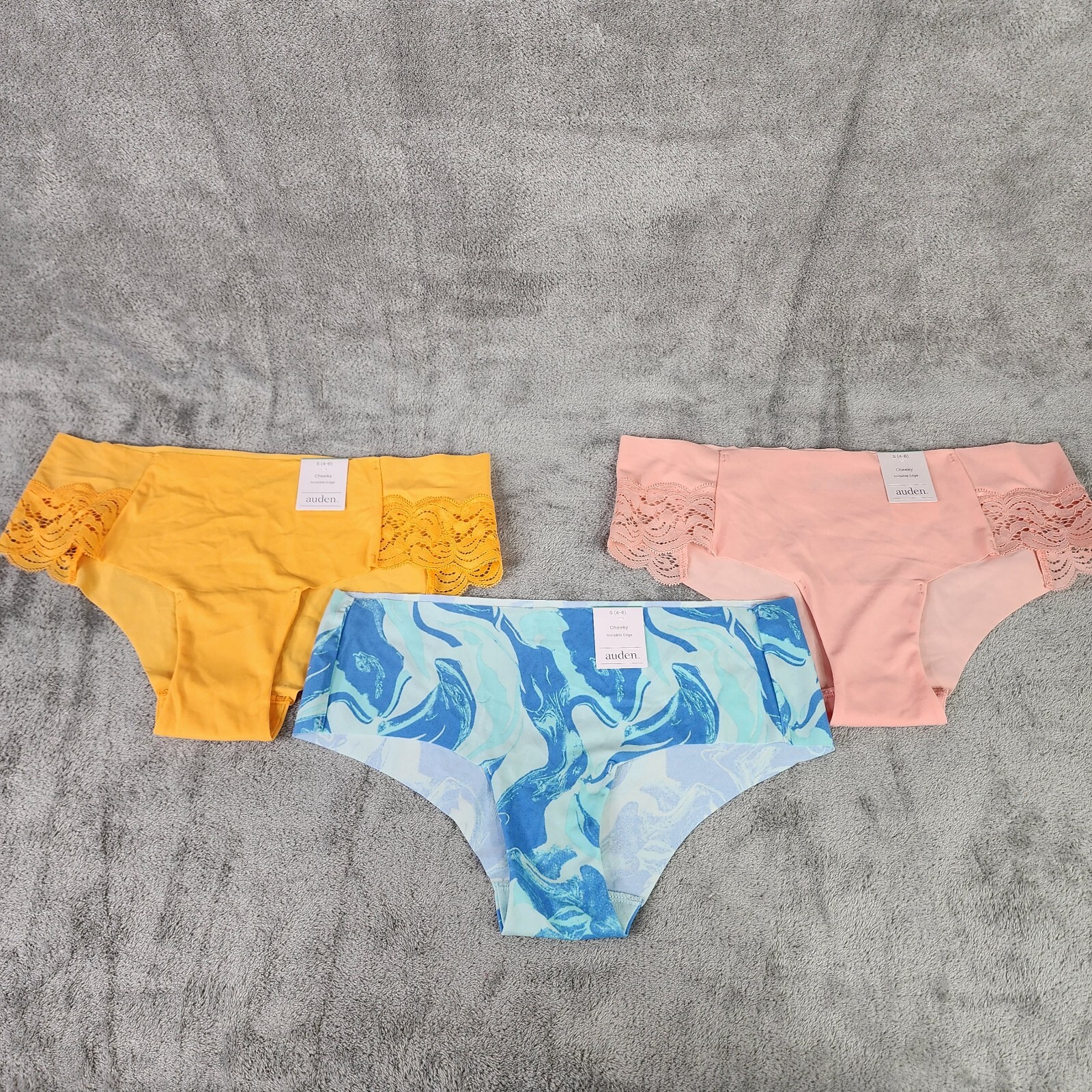 3 Womens Laser Cut Cheeky Underwear Lace Auden Mixed Lot of 3 Size S (4-6)