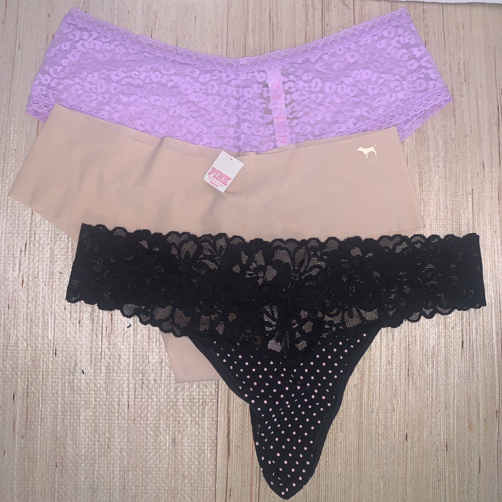 Victoria’s Secret Panty Lot Of 3 Women’s Large 2 Cheeksters, 1 Thong Variety New