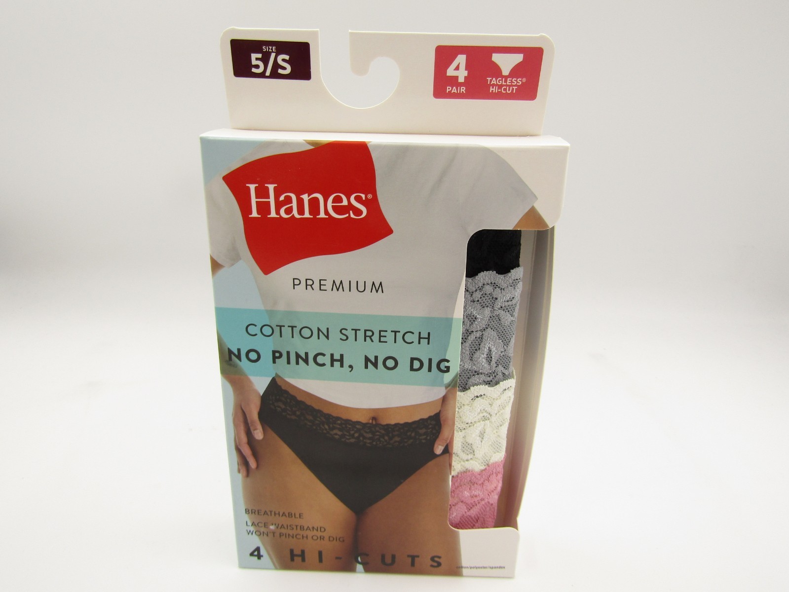 Hanes Women Cotton Stretch No Pinch No Dig 4 Hi Cut 5/s