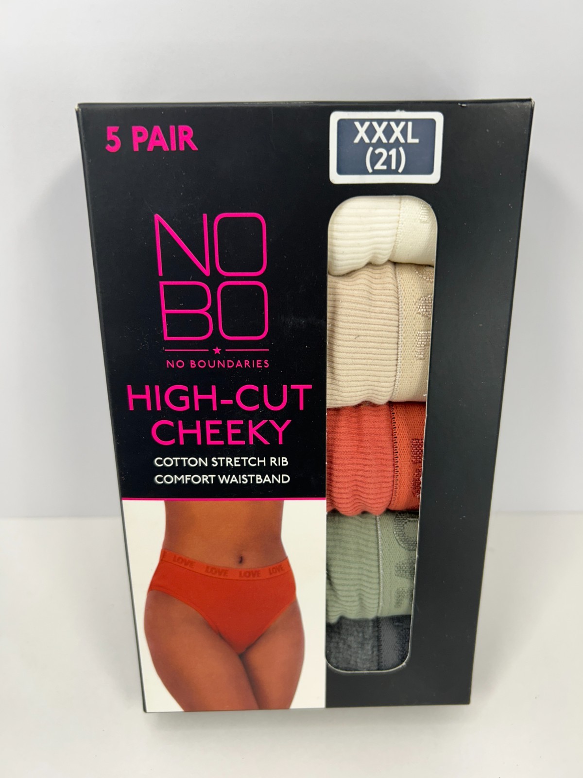 No Boundaries Womens Stretch High-Cut Cheeky Underwear 5 Pieces Size XXXL (21)