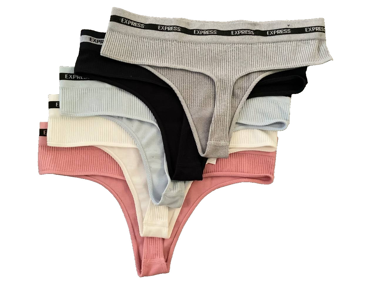 Express Seamless Ladies Ribbed Thong Simple Women’s Low Waist Sz L New
