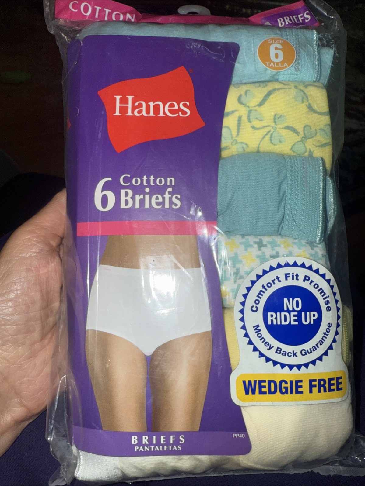 Vtg HANES COTTON BRIEFS SIZE 6 WEDGIE FREE NO RIDE UP COMFORT FIT 6 Pack 2009