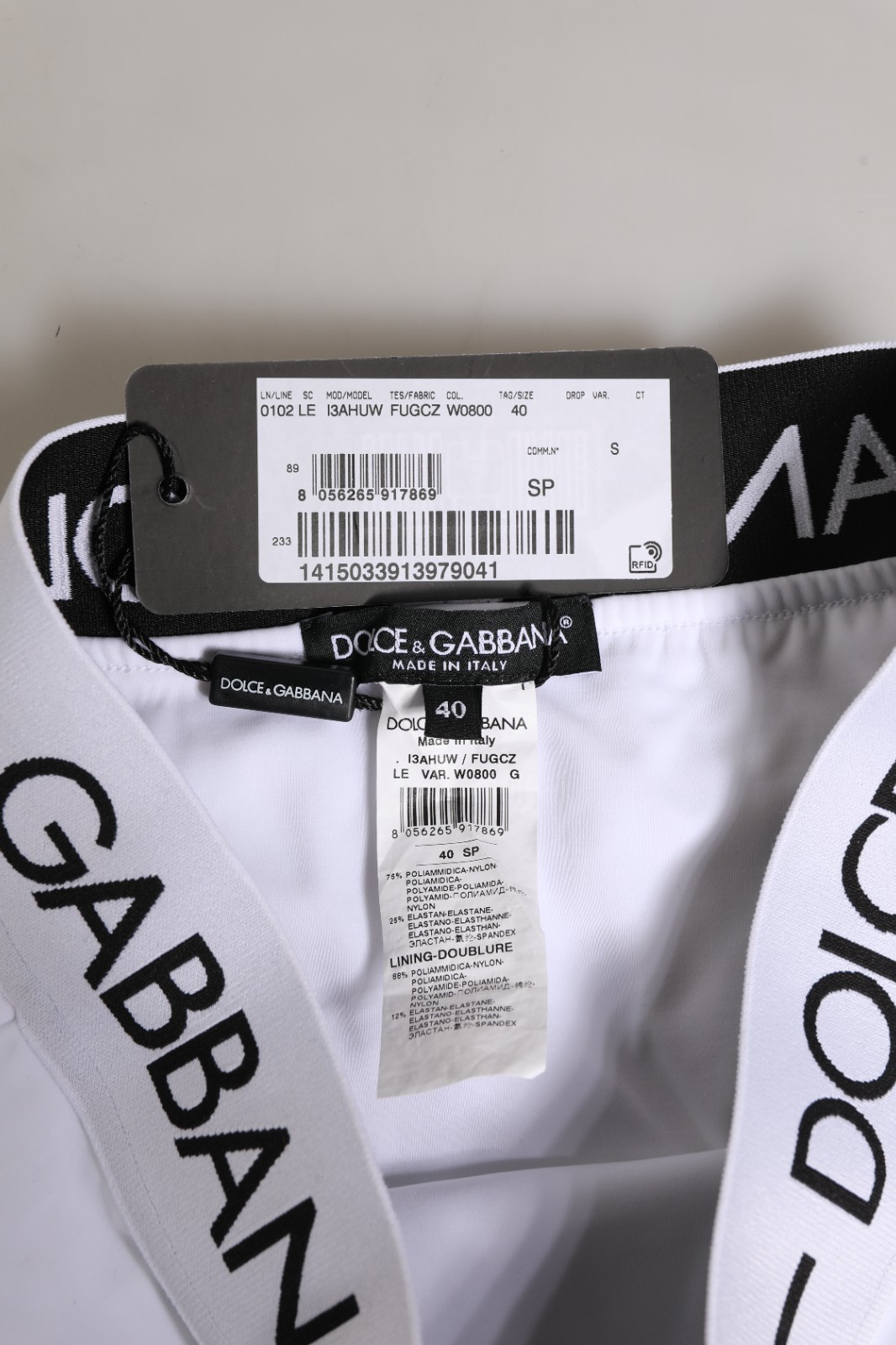 DOLCE & GABBANA Underwear White Nylon Logo Waistband Panty IT40/US6/S RRP 340usd