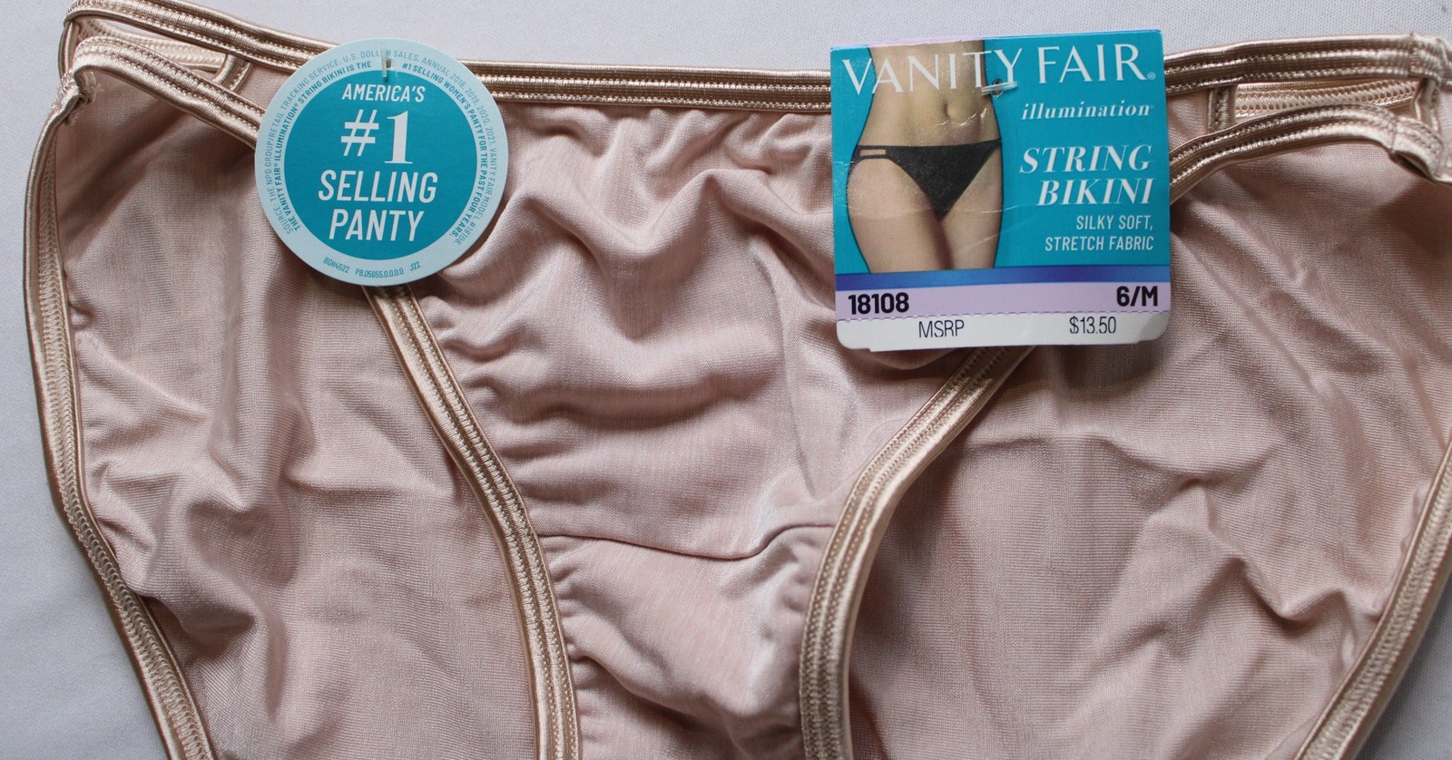 Vanity Fair Women’s Illumination Stretch String Bikini DH3 Beige Medium NWT