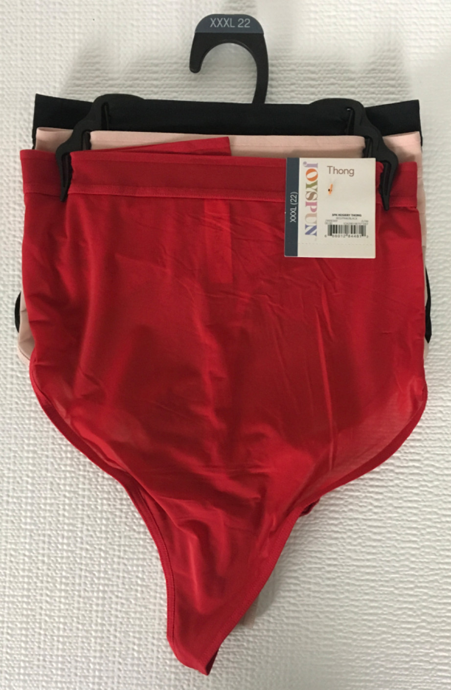 Joyspun 3 Pack Hosiery Thong Underwear Size XXXL 22 Red Black Lt Pink New w Tags