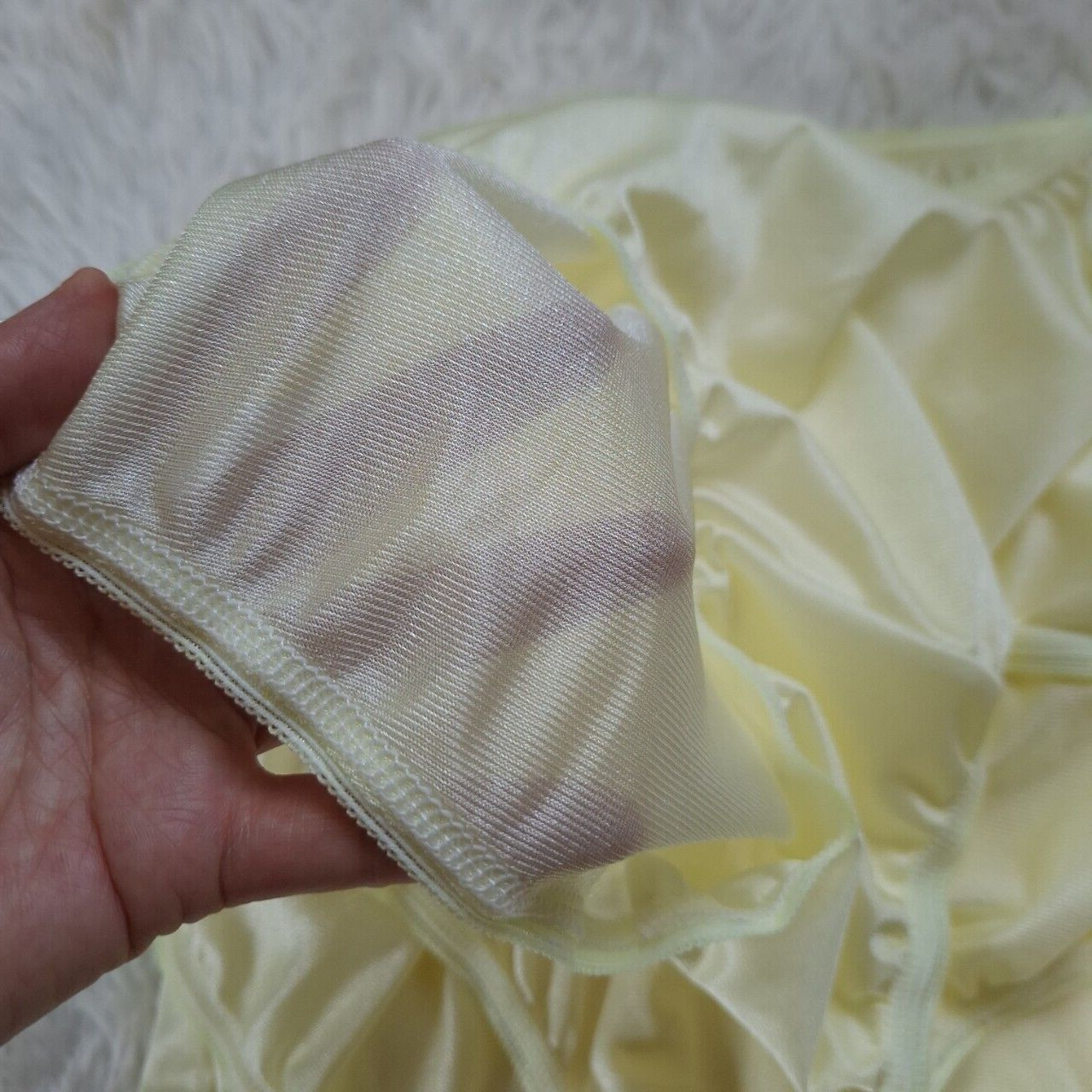 7pc Yellow Nylon Panties Underwear Silky Soft Smooth Briefs Full Waist 30″-36″ L