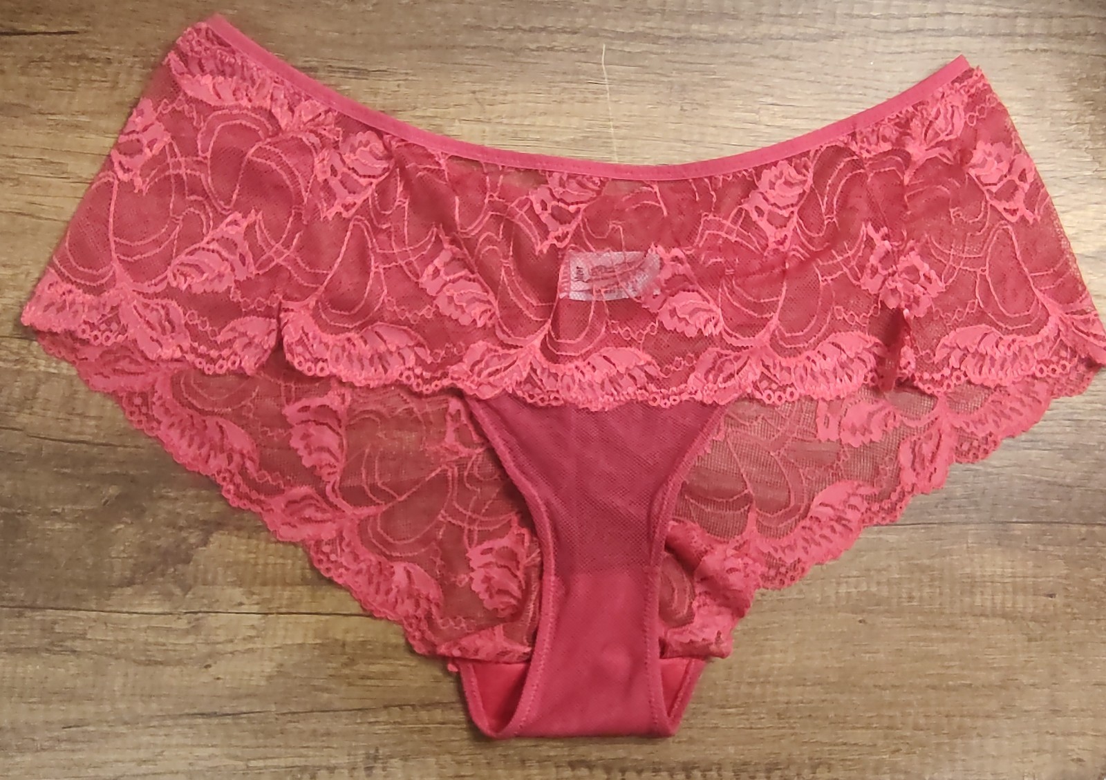 NWOT RHONDA SHEAR SHAPEWEAR 3X Red PANTY BOY SHORTS SEXY LACE TRIM PATTERNED A20
