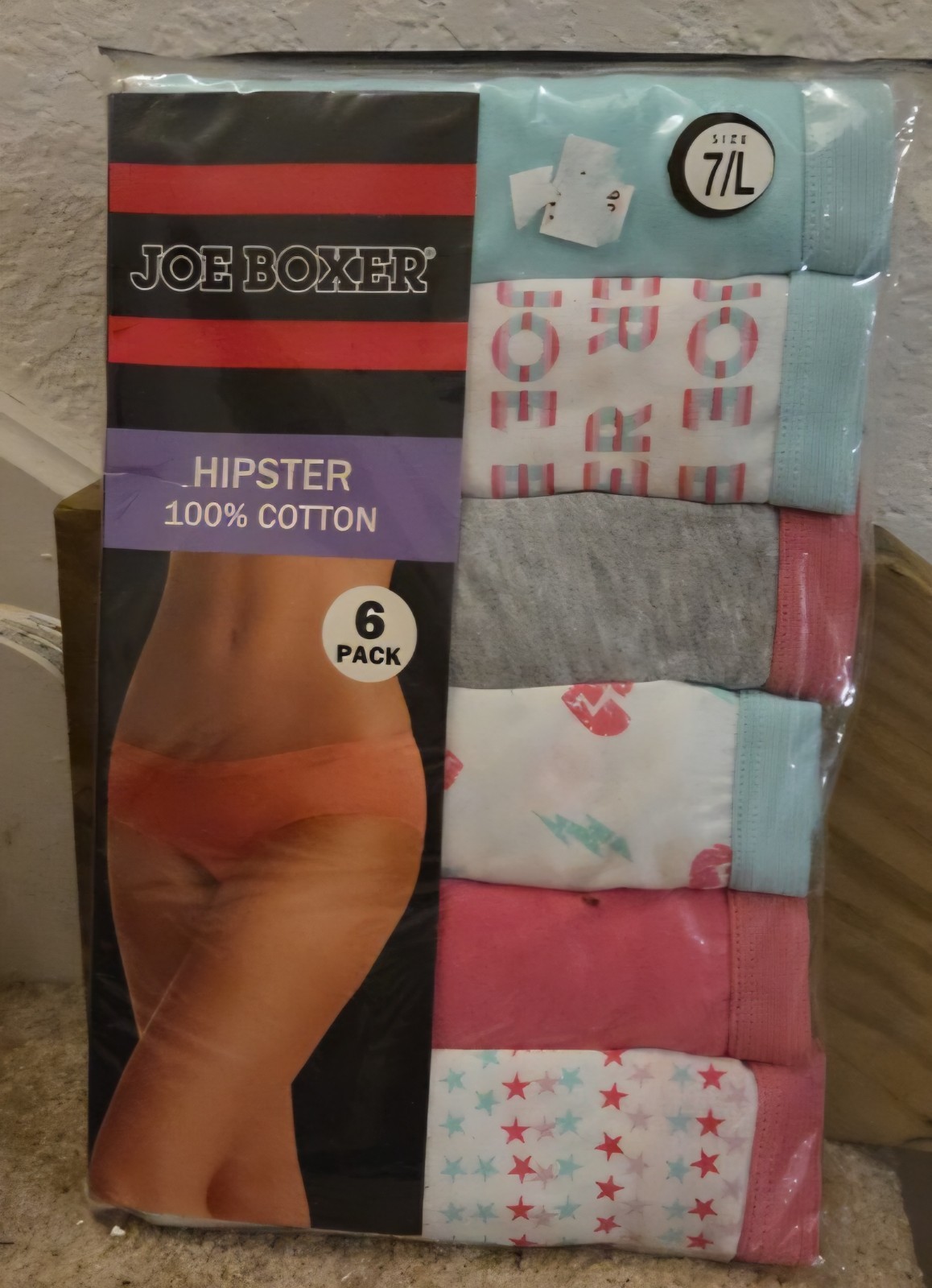 Womens Underwear 2 pkgs Joe Boxer Hipster Panties 6 pairs per pack Size 7 NOS