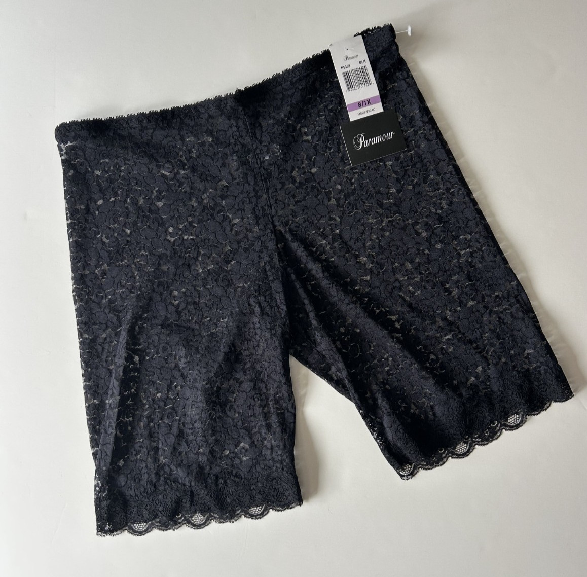 NWT Paramour Black Lace Bike Shorts, sz 1X 2X