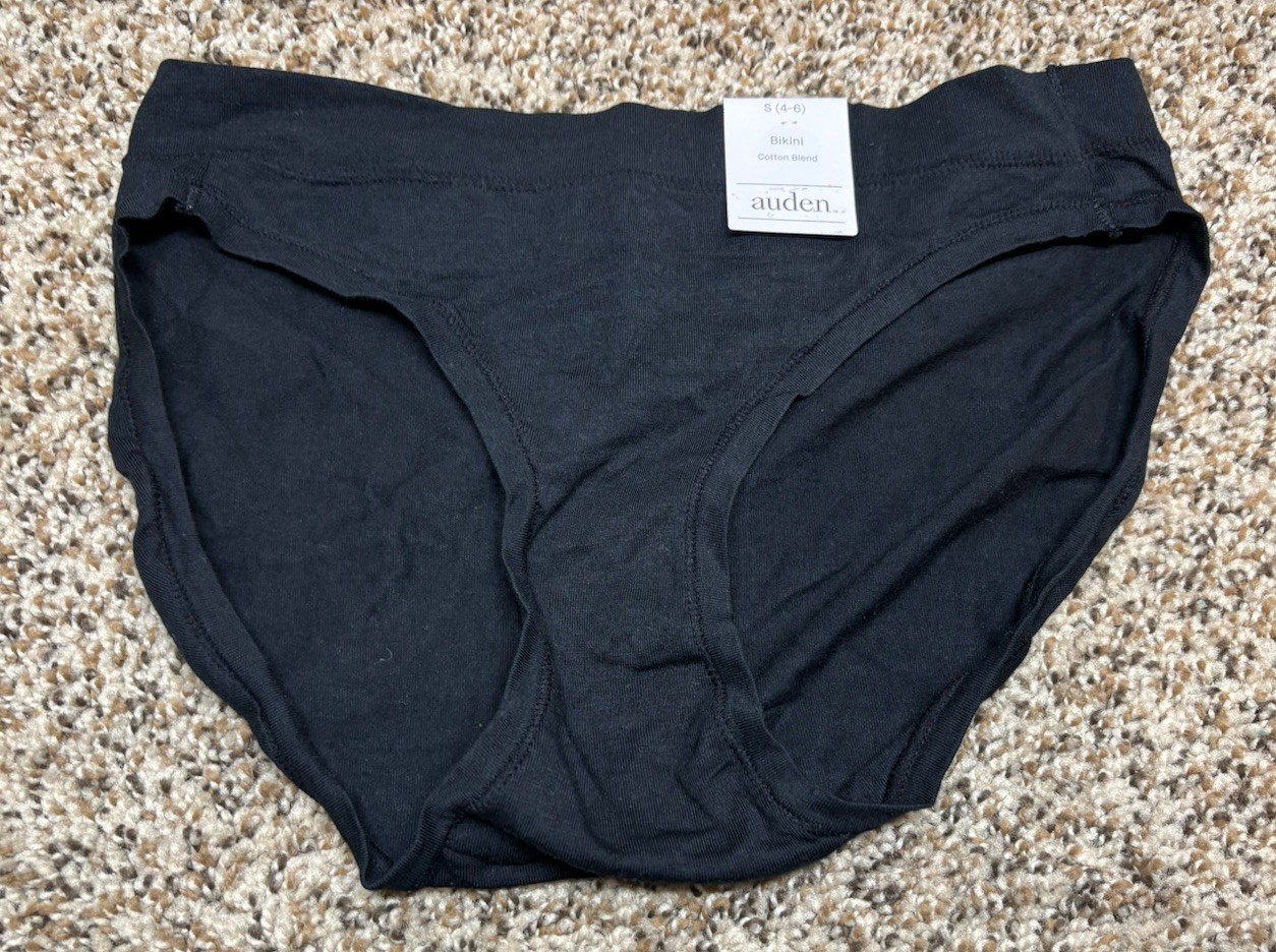 Auden Black Cotton Blend Bikini Panty. Size: S (4-6).