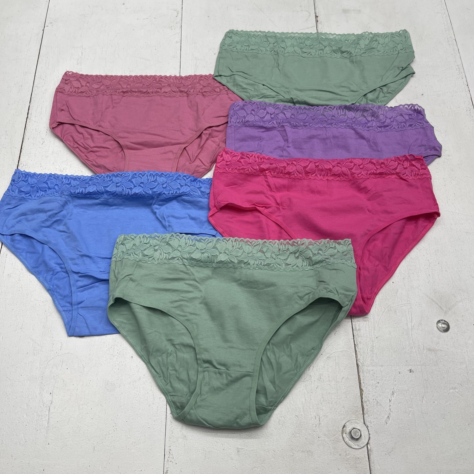 Brief Panties Womens XXL Multicolor Lace Waist 6 Pack Stretch Comfort Underwear