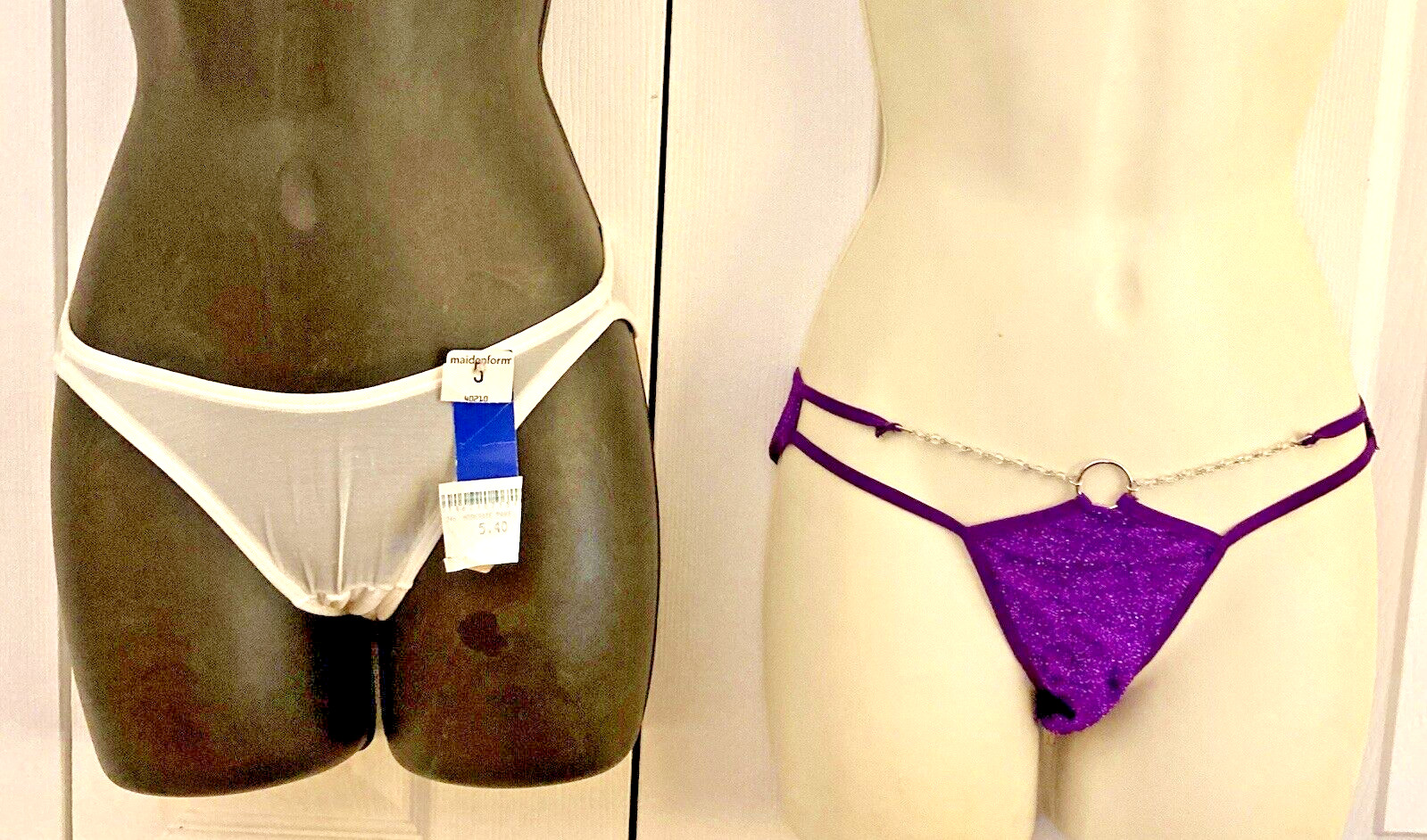 2 Bikini Panties sz S 5 Rene Rofe Sparkly Purple Maidenform Sheer White 40210