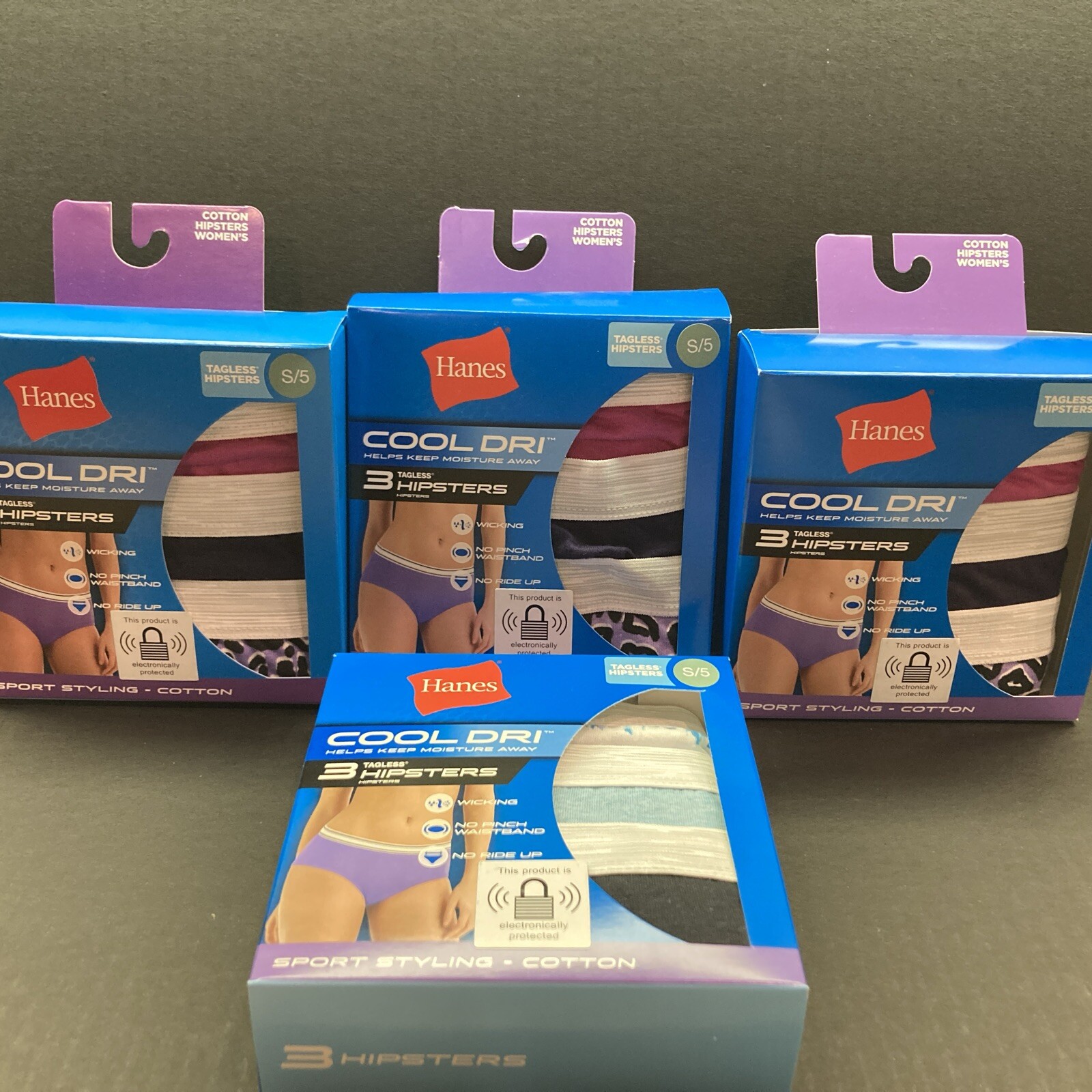 4 Packs of 3 Pair New Hanes Women’s Tagless Hipsters Size 5 Small COOL DRI