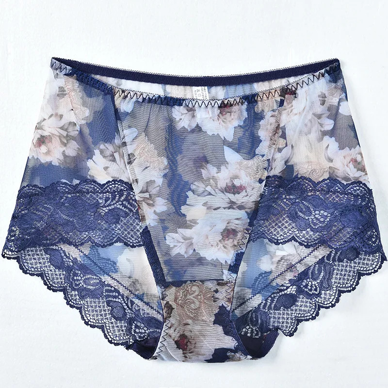 Mesh Lace Panties Mid Rise Womens Sheer Floral Panty Plus Size Underwear