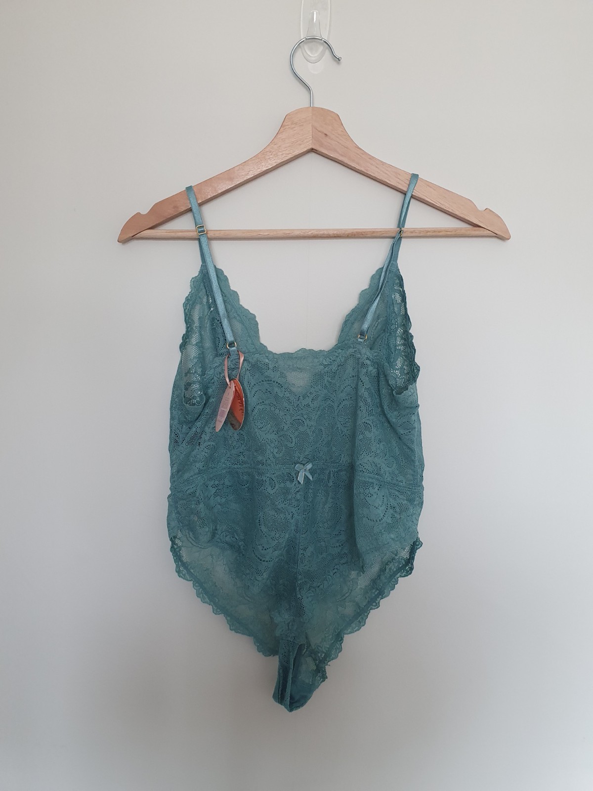 Sylvie Soft Illusion Bodysuit Size UK 10 EU 38 Lace Lingerie Turquoise