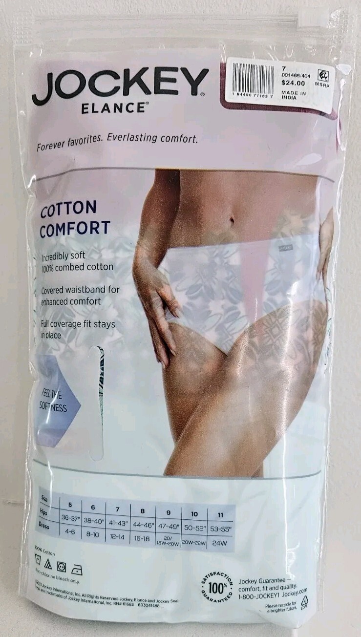 Jockey Elance sz 7 Hipsters 3 pk Pistachio Womens Underwear Panties 100% Cotton