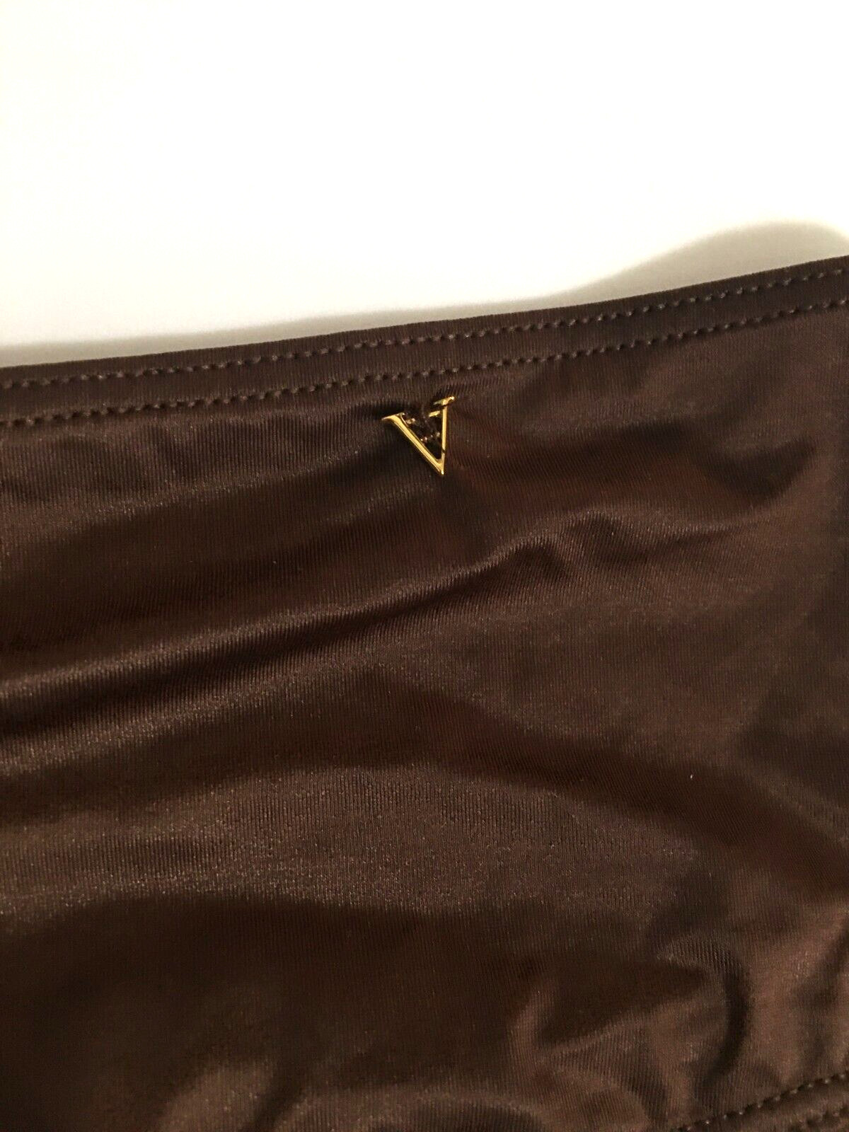Victorias Secret Dark Brown Micro Shimmer Lace Inset Cheeky Panty XL Silky Body