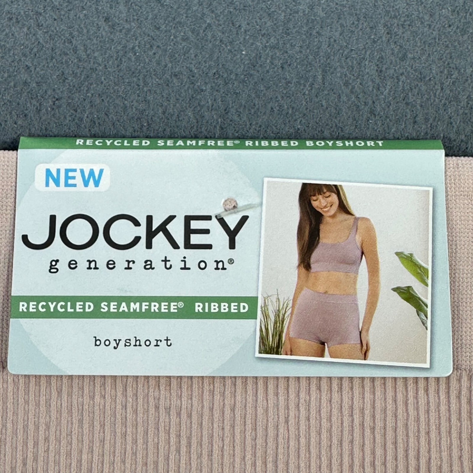 Jockey Womens Size Medium Panty Boyshort Generation Seamfree Ribbed Pink New