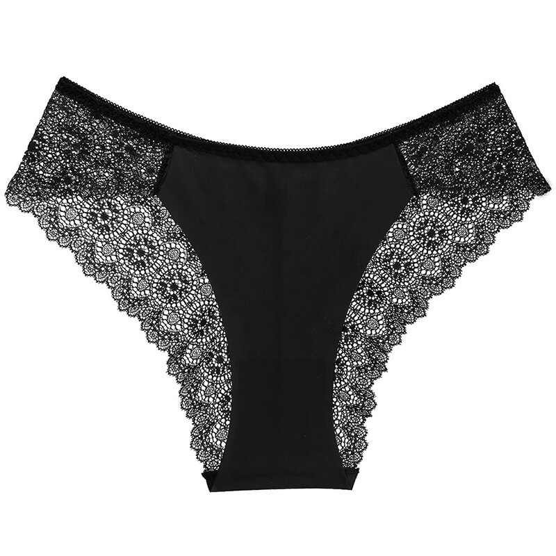 5 Pack Lot Sexy Womens Ice Silky Seamless Panties Lace Briefs Lingerie Underwear