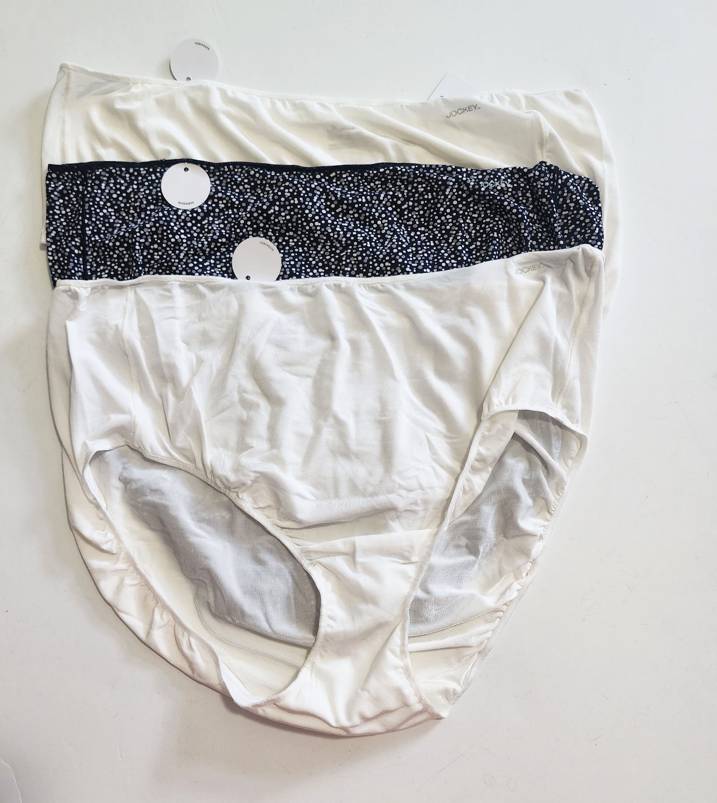 3 Jockey No Panty Line Promise Hip Brief Panty Ivory & Black Dot 1372 Sz 9 – NWT