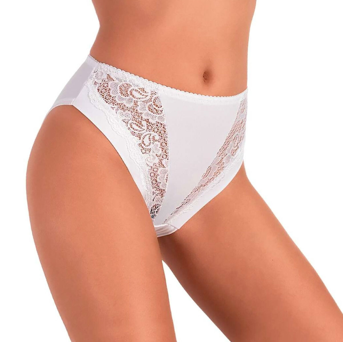 6 Women’s Cotton and Modal High Waist Briefs by Jadea with Lace Inserts Art 788
