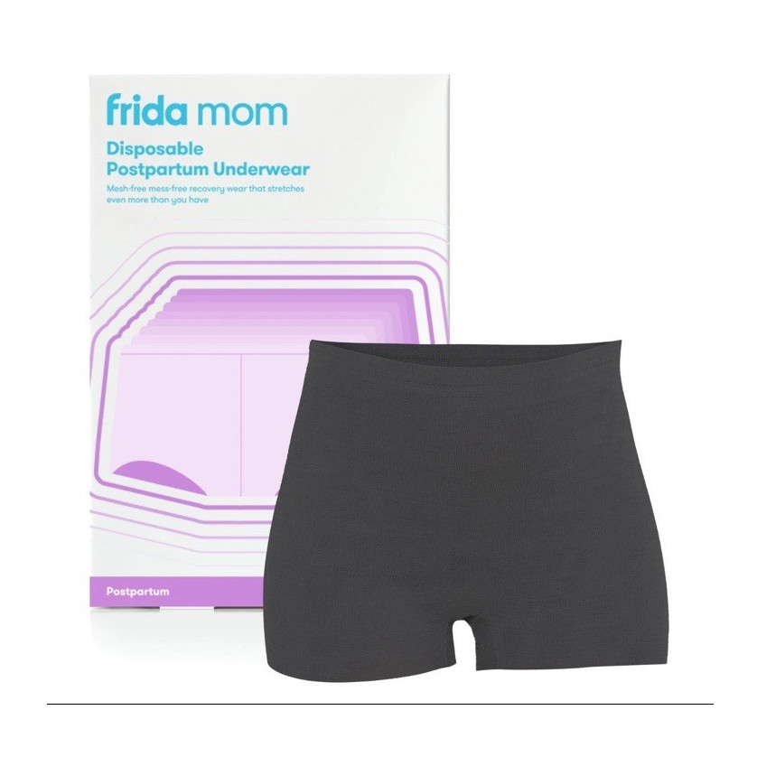 Frida Mom Disposable Postpartum Boyshort Panties Black High-Waisted Microfiber