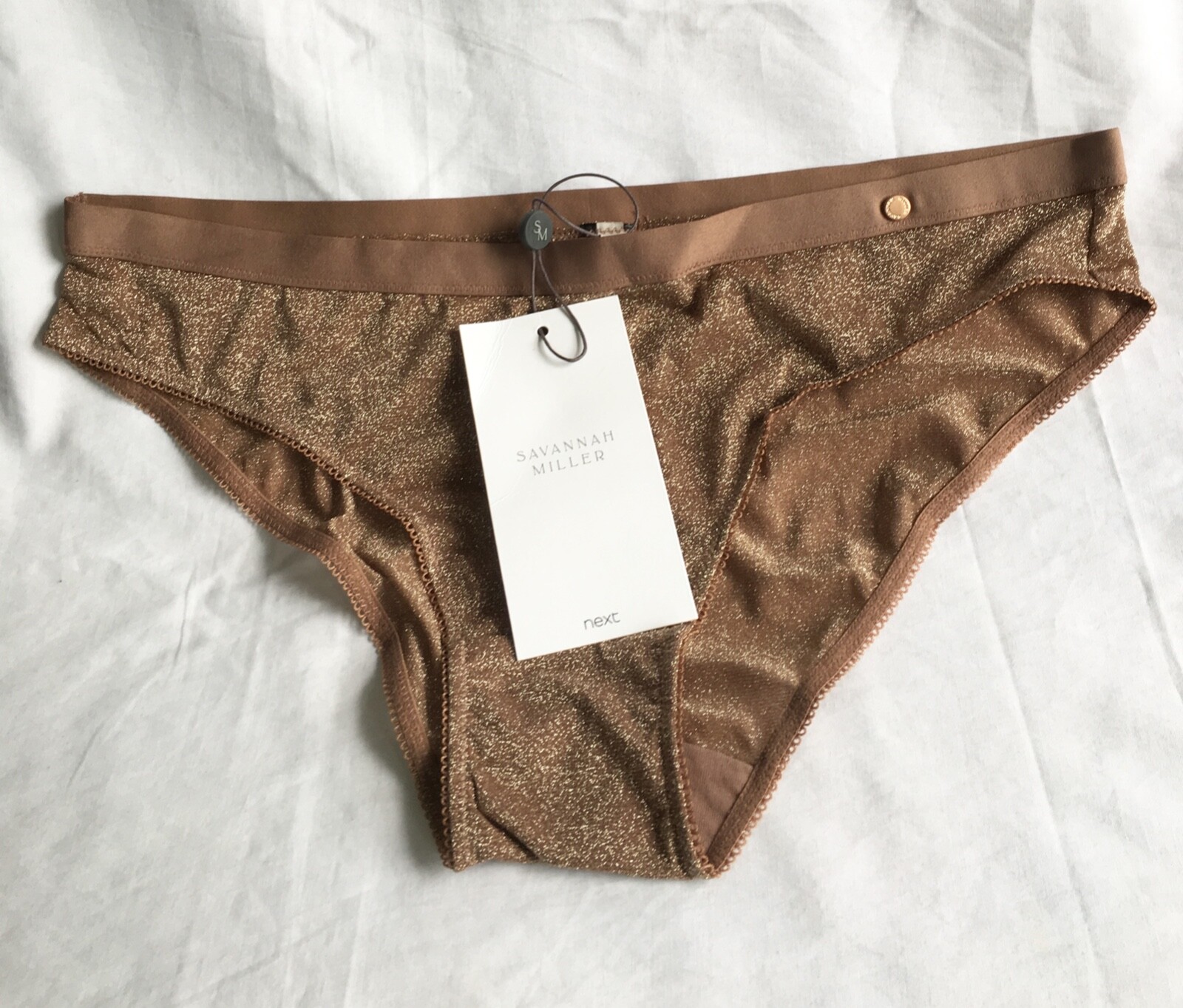 NEXT Savannah Miller x Next Bronze Sparkle Brazillian Briefs/ knickers- size 16