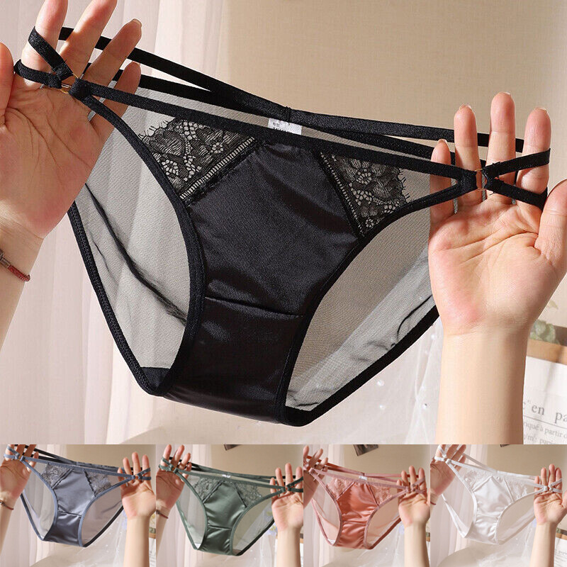 1/5 Pack Lot Womens Sheer Satin Panties String Bikinis Brief Sexy Lace Underwear