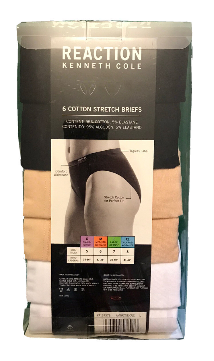 Reaction Kenneth Cole Black Tan White 6 Brief Hi-Cut Women’s Underwear Intimates