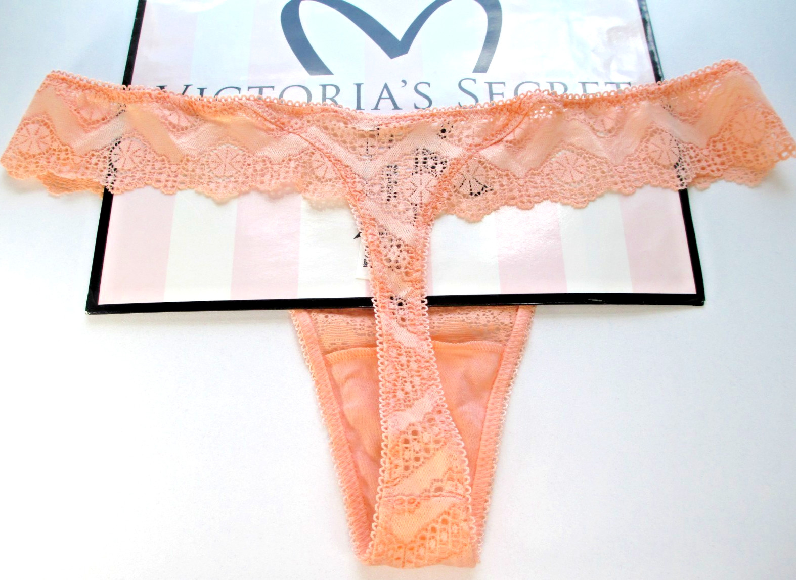 VICTORIA’S SECRET PINK Thong Panty S M L XL Orange NWT Crochet VS Lace