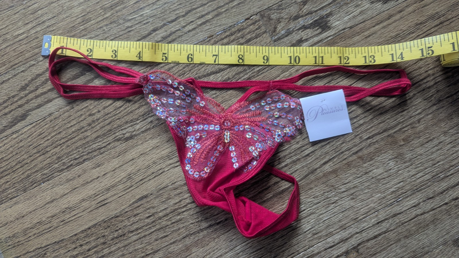 VTG Y2K Butterfly Thong G String Panties NWT NOS XL Sequins Simple Pleasures