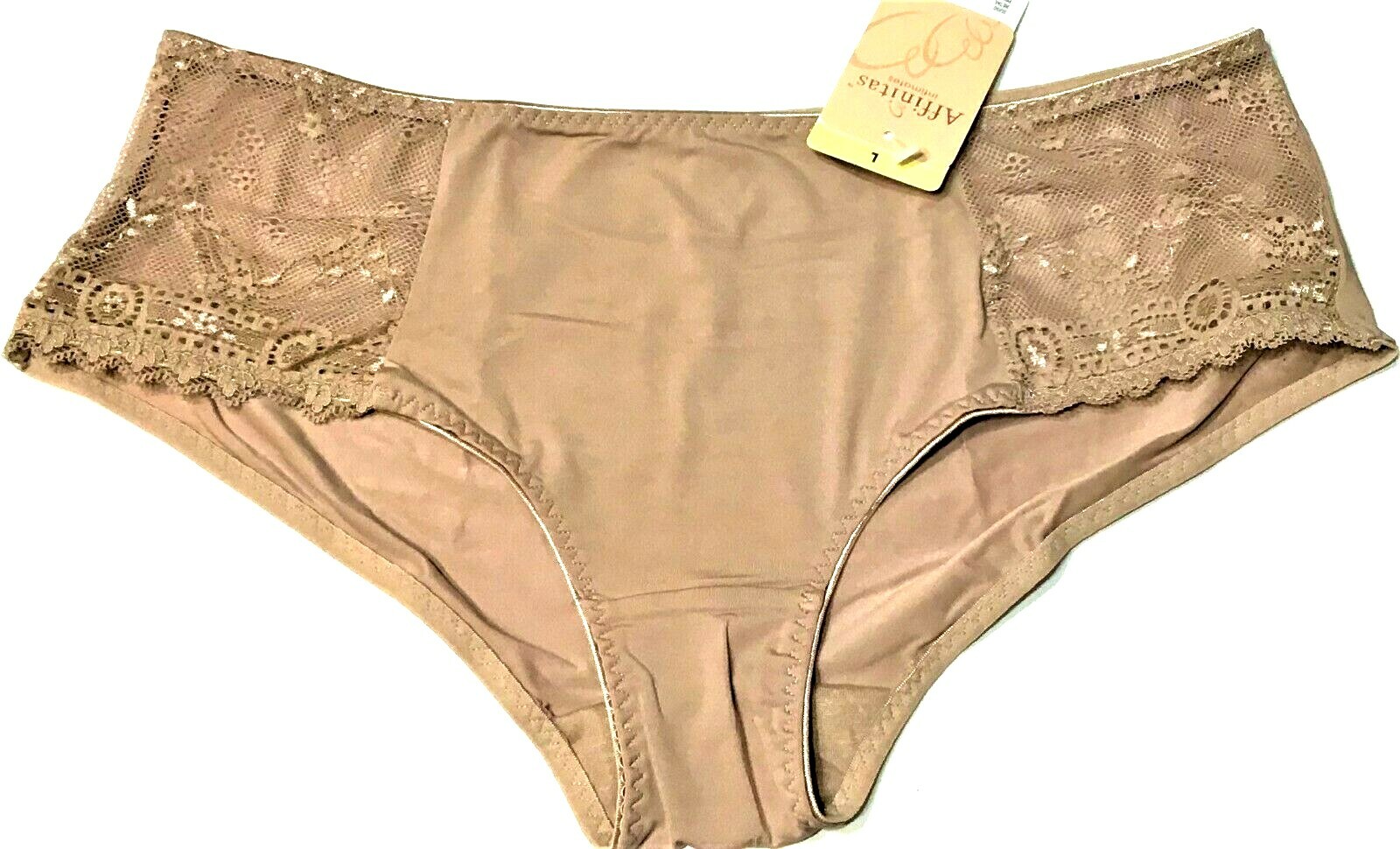 large – NWT Affinitas hipster panty tan pretty mesh inserts $12 tag (d130)