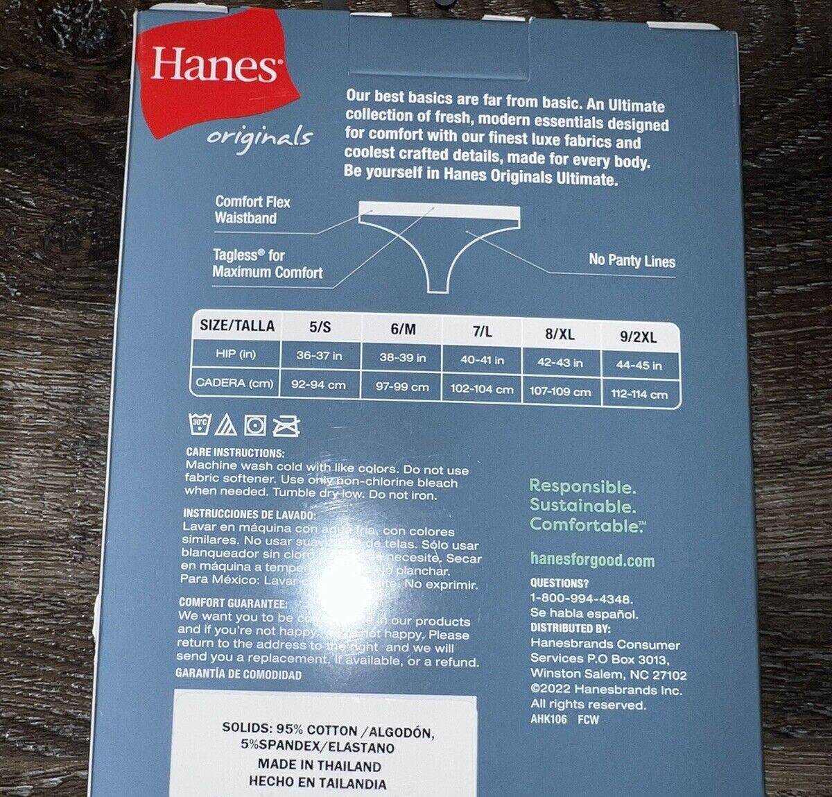 Hanes Ultimate ~ 3-Pair Women’s Thong Underwear Panties Cotton Originals (A) ~ M