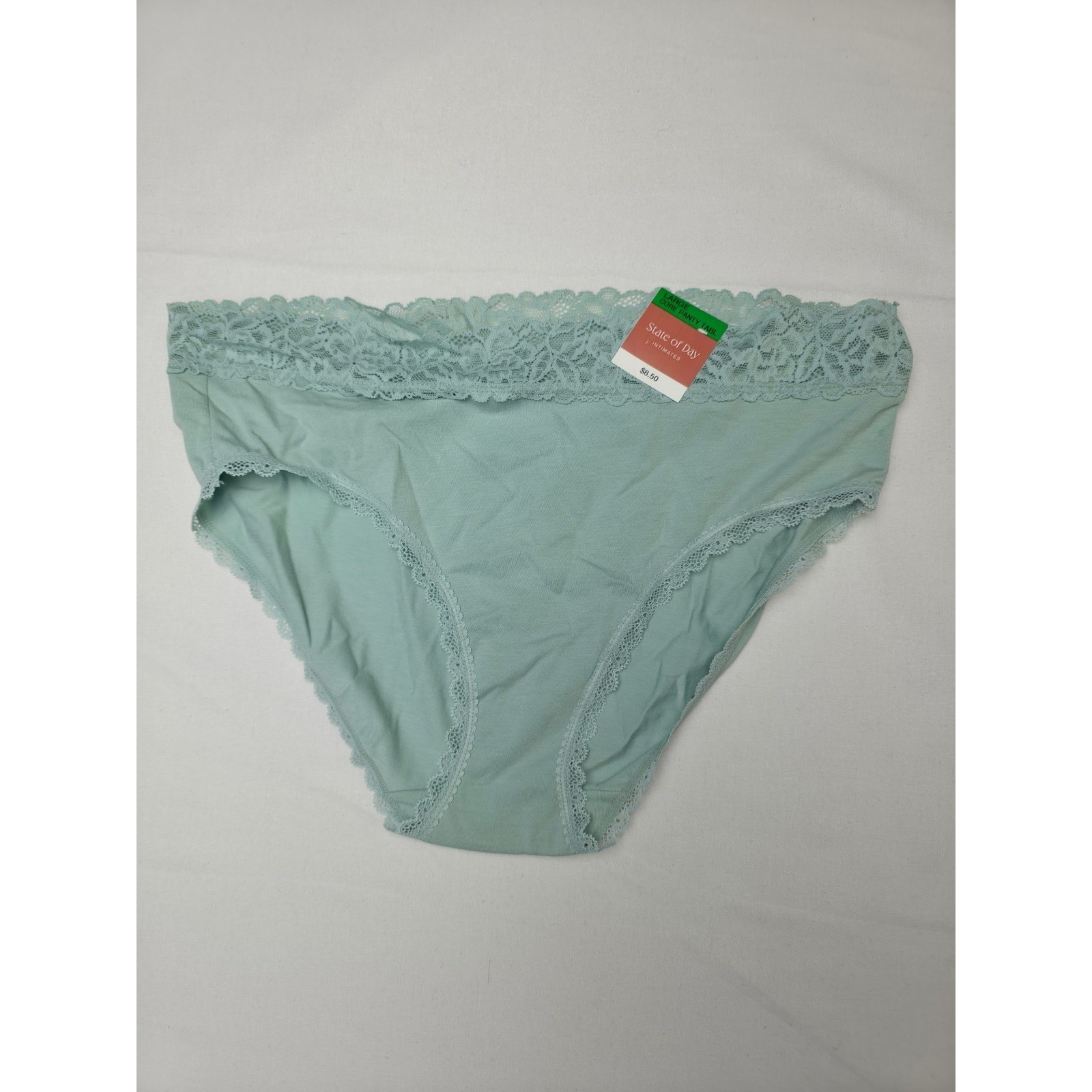 State of Day Intimates Womens Waistband Lace Panty Gray Mist Large Underwear NWT