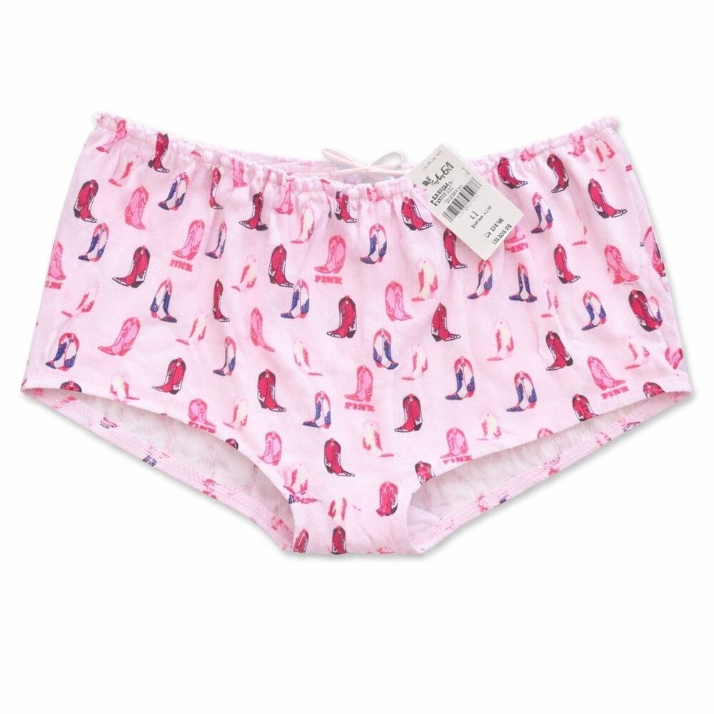 PINK Victoria’s Secret Western Cowboy Boot Print Cotton Cheeky Underwear Size L