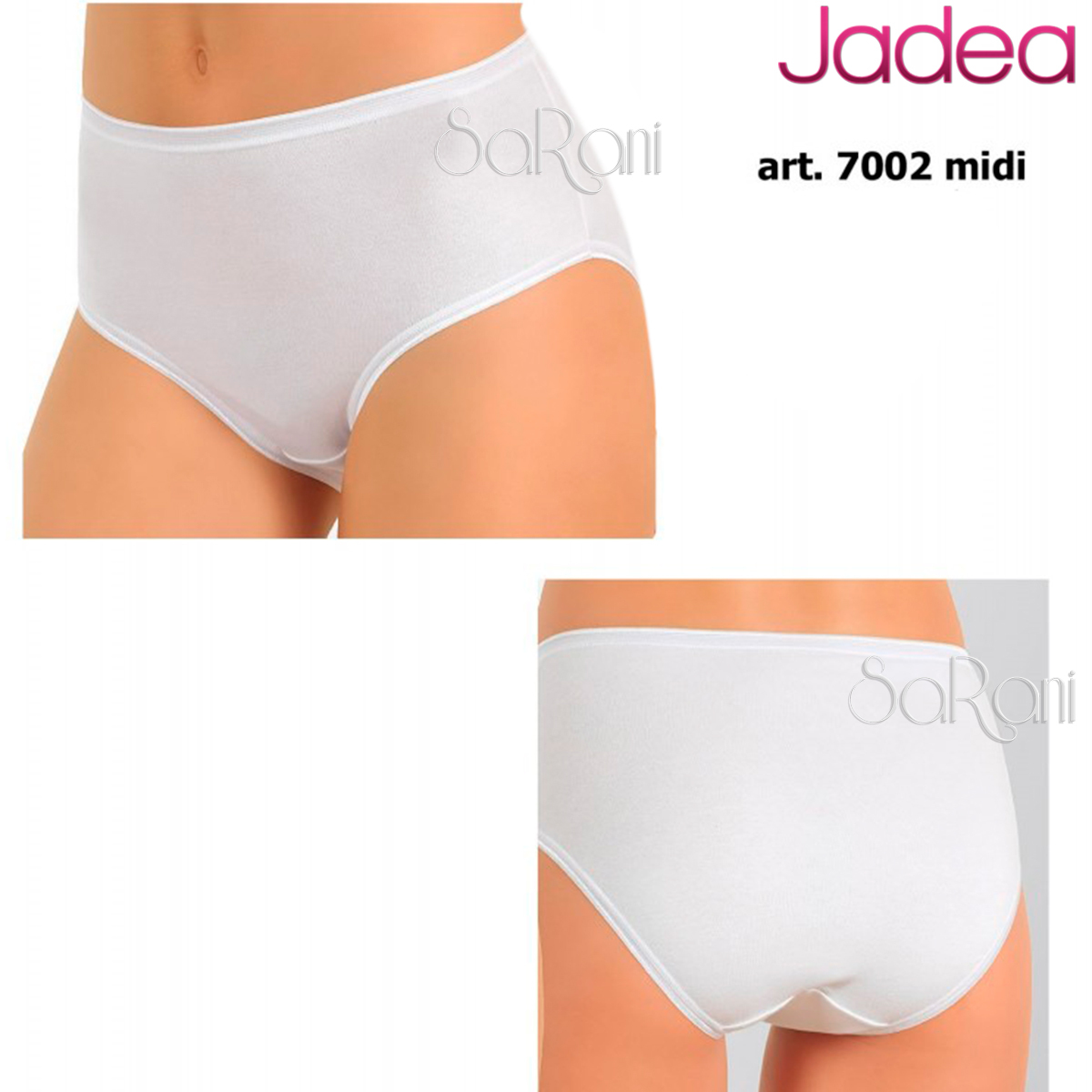 6 Jadea Cotton Bielastic Panties Art.7002 Midi White Black 2345 Intimate Sarani