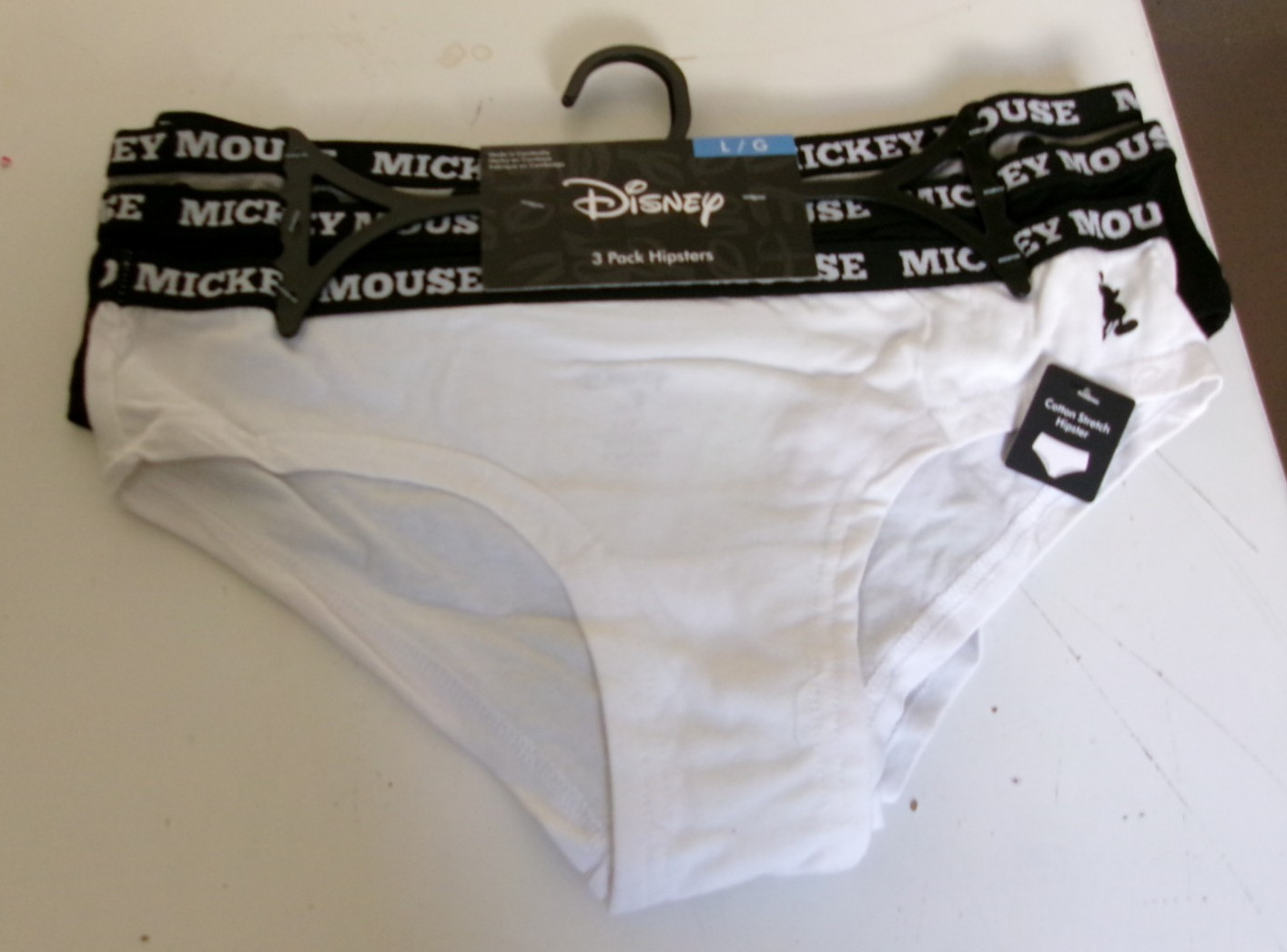 Three Disney Mickey Mouse Hipsters Size Large Multi color 95% Cotton