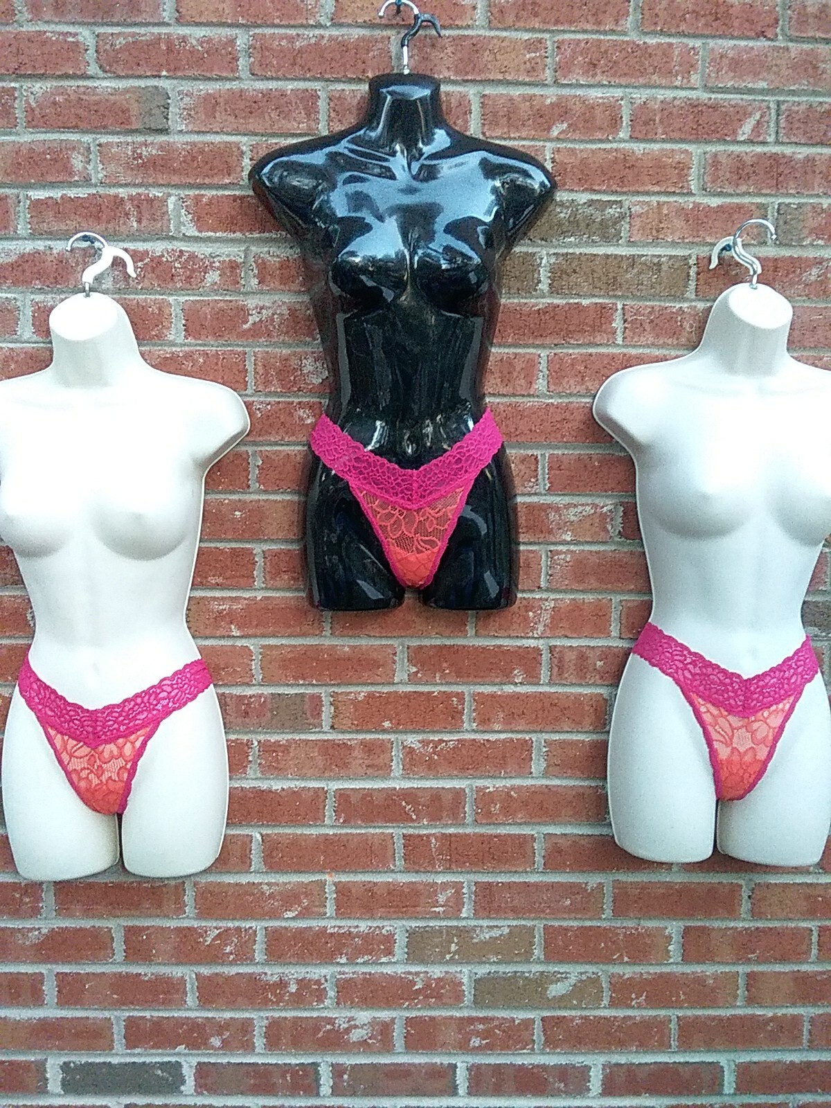 Vtg 90’s Pink & Peach Lace Thong Panties “NEW” FAMOUS MAKER No Tags 3pr XL *READ