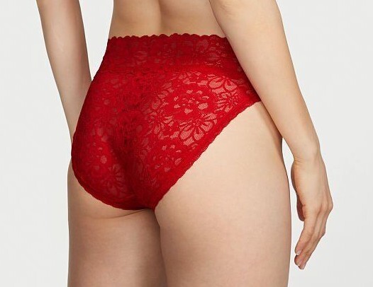 M Red THE LACIE Full Floral Lace Stretch Victorias Secret HighLeg Brief Pantie