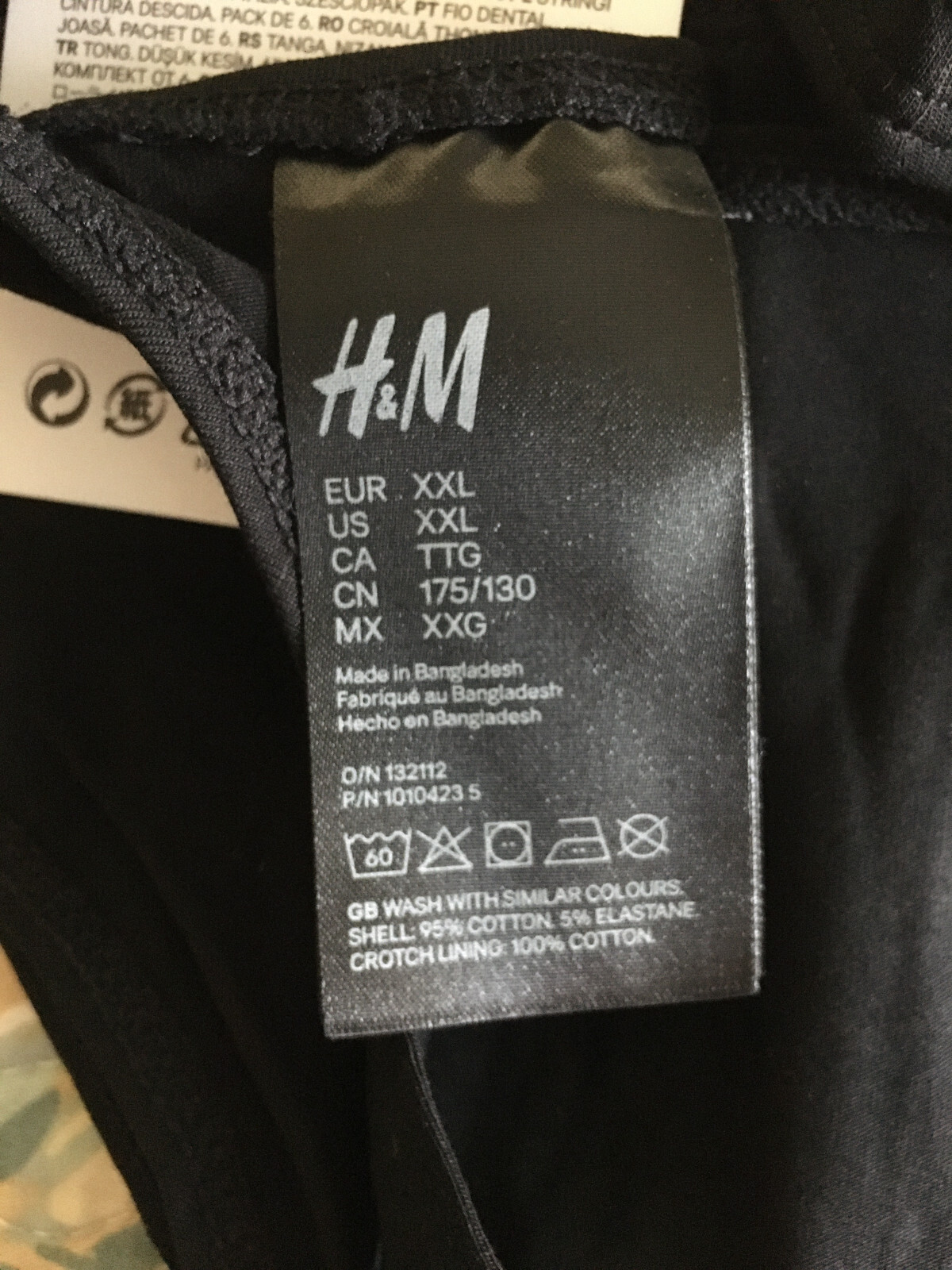 Divided H&M Thong Panties Women’s Size 2XL 6 Pair Black Cotton & Elastane NWT
