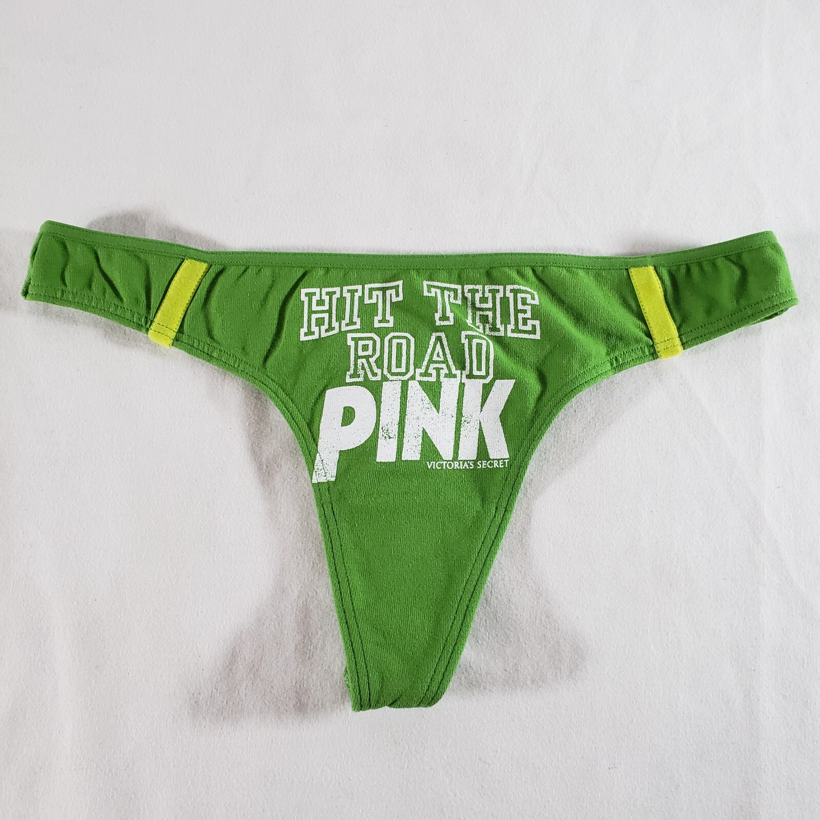 Victoria’s Secret PINK Extra Low Rise Thong Small Green Yellow Cotton Blend VTG
