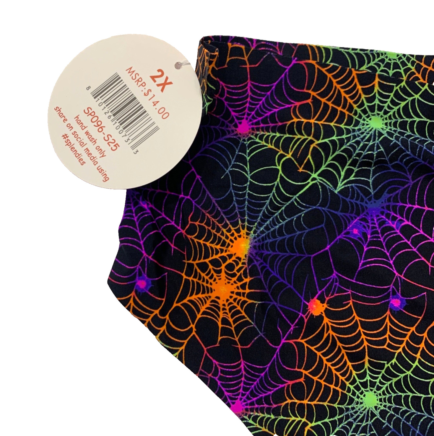 Splendies No Show Bikini Panties Psychedelic Spider Web Halloween 2X Laser Cut