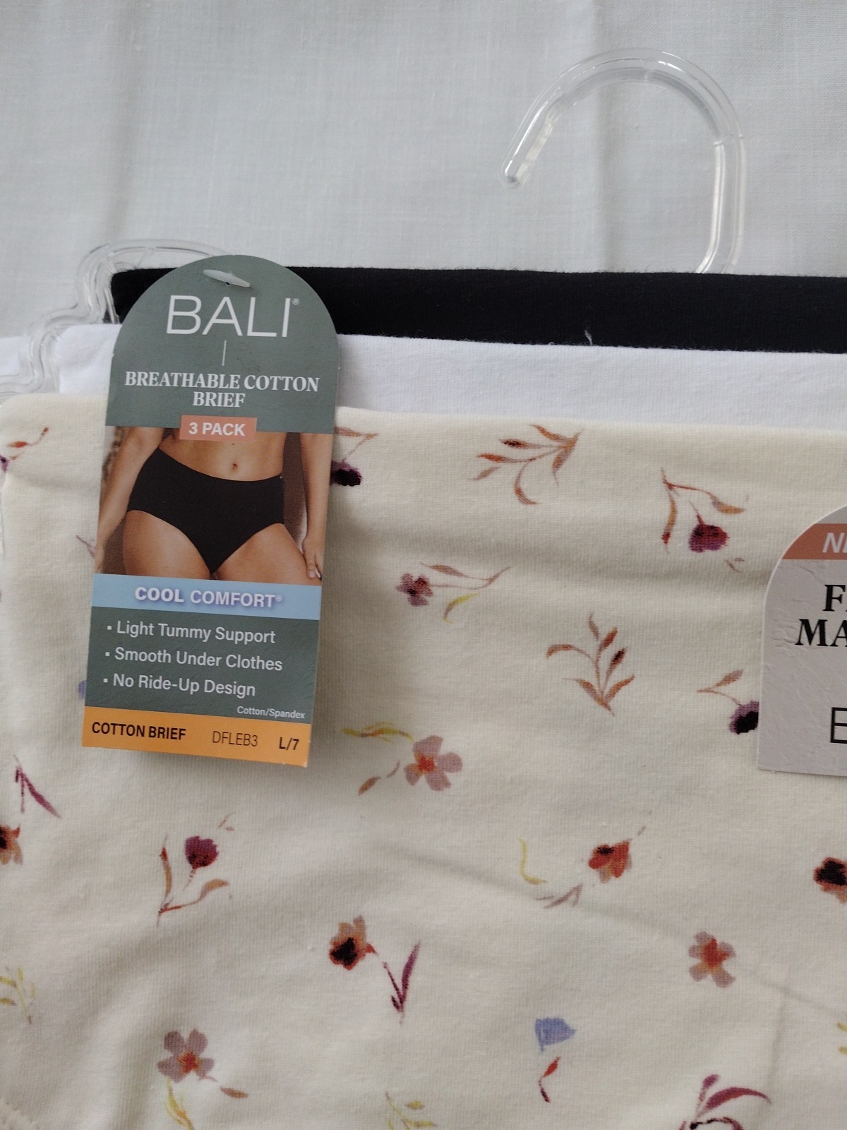 Bali DFLEB3 Cotton Collection 7/L Brief Panty – 3 Pack ASSORTED COLORS NWT