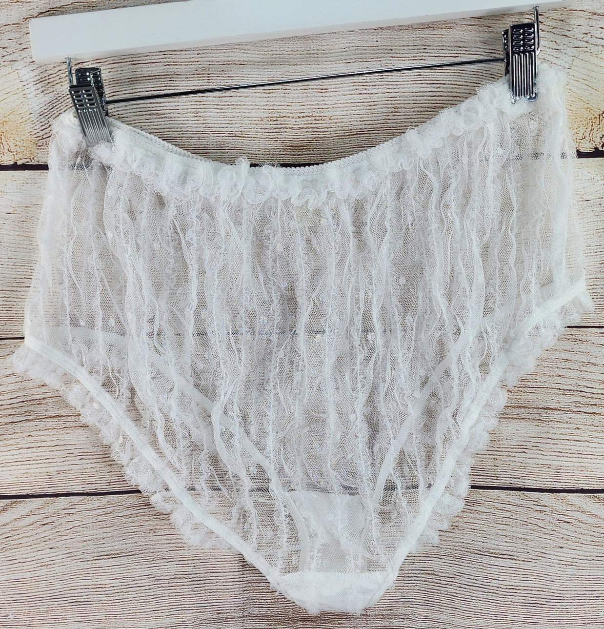 Intimately Free People Lace Panty Women’s S White High Waist Ruffle Sheer