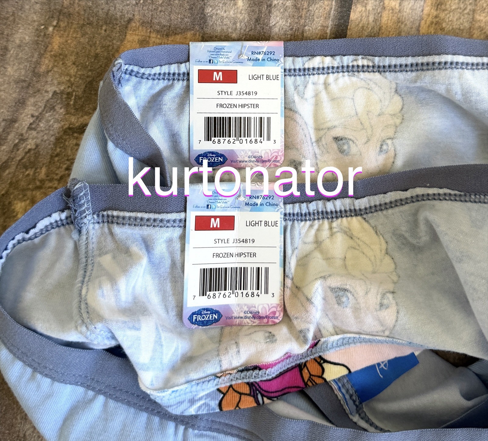 2x Disney Frozen Elsa & Anna Light Blue Hipster Panty NEW Cotton/Spandex Size M