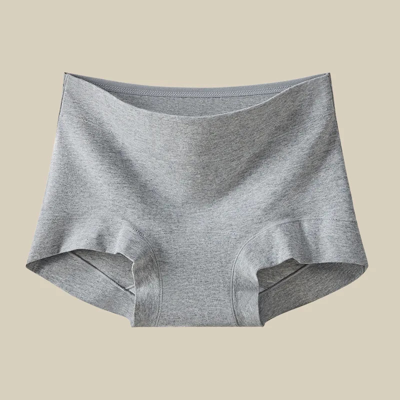 Mid Waist Cotton Panties Seamless Boyshort Solid Color Soft Underwear M-XXL