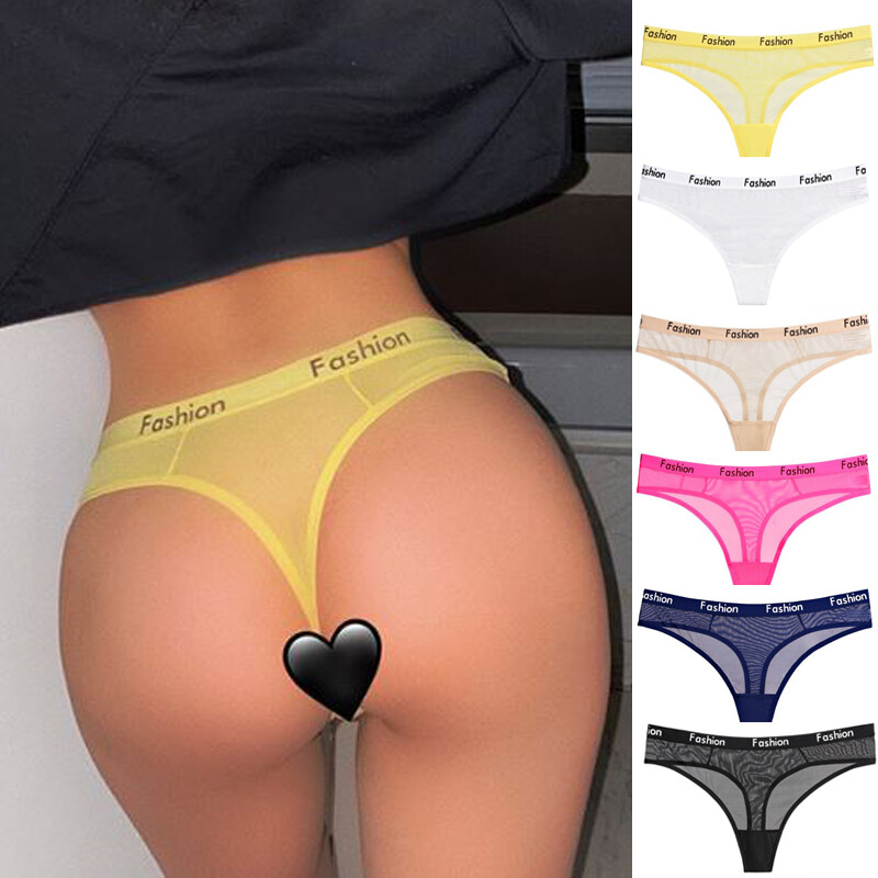 6 PCS Women Sexy Panties Thong G string High Cut Sheer Ladies Underwear
