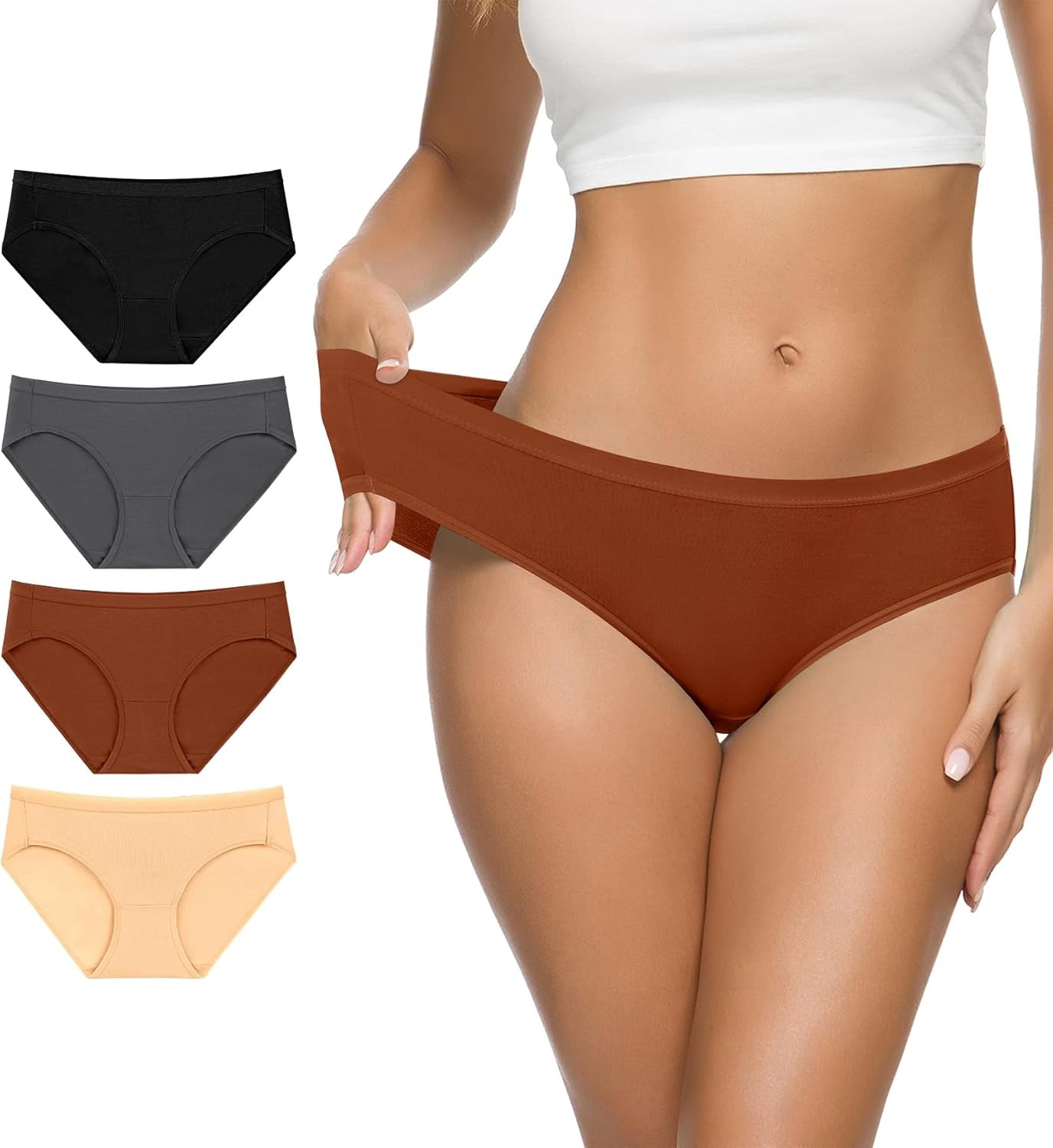 Women’s Cotton Bikini Panties,High-Cut Full Coverage Stretch Cool Underwear